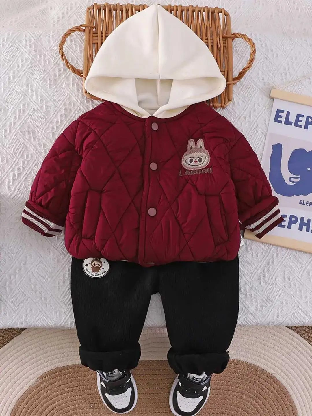 INCLUD Boys Quilted Puffer Hoodie Jacket With Joggers
