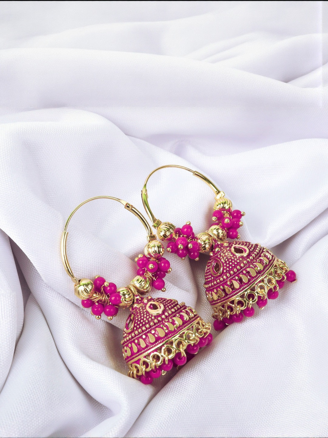Just Devotional Geometric Jhumkas Earrings