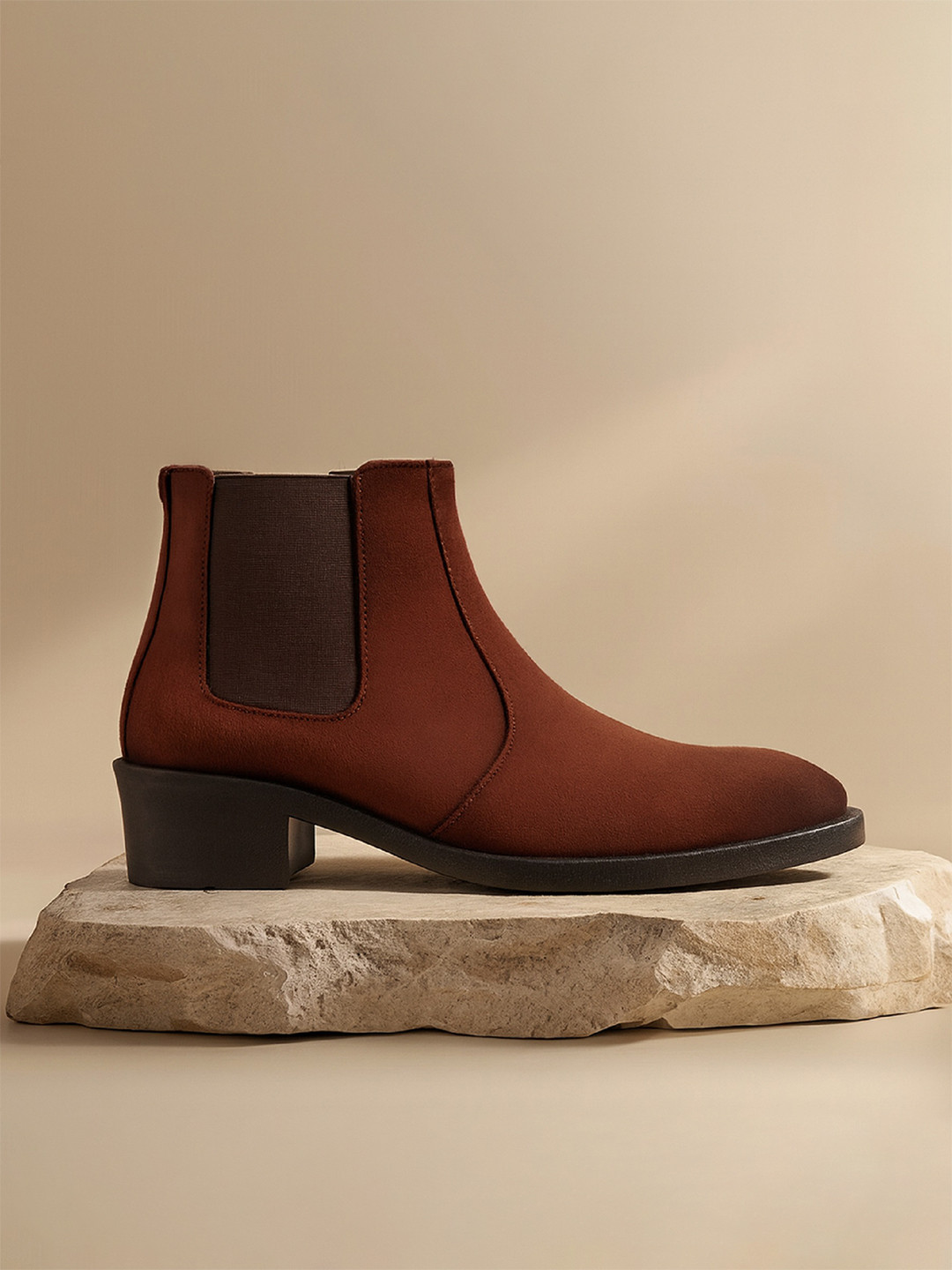 Bxxy Men Square Toe Mid-Top Chelsea Boots With Zip Closure