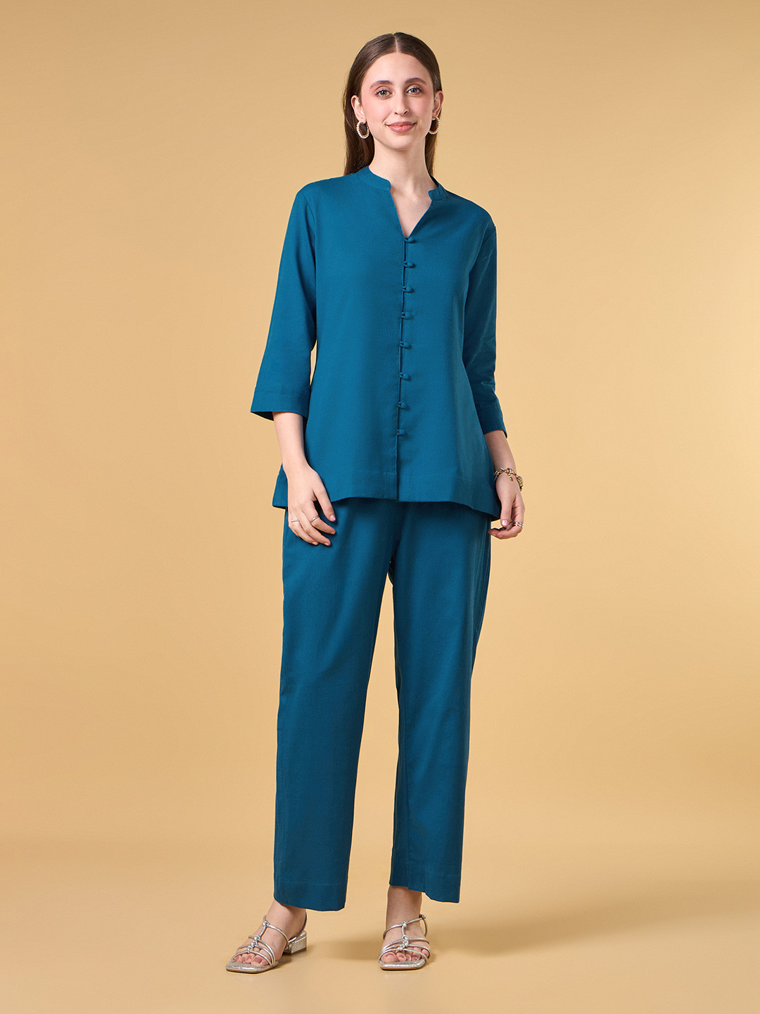 COTTONS DAILY Shirt Collar Pure Cotton Shirt With Trousers