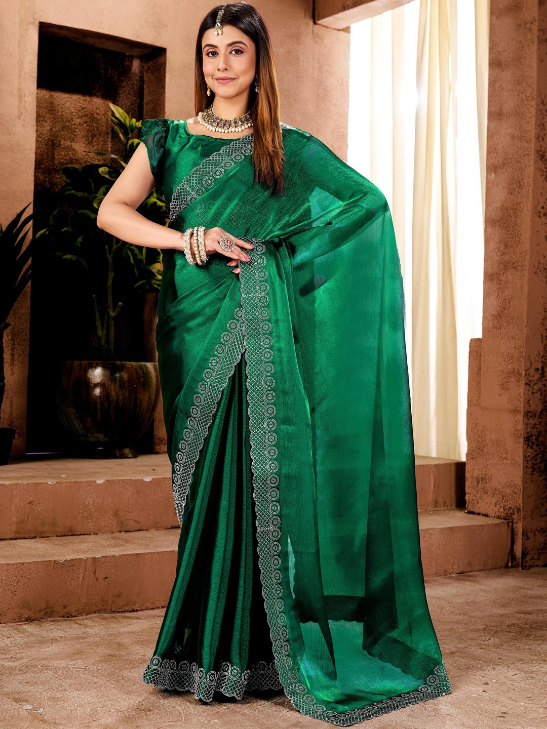 MEAVEN FEB Luxury Glow and Premium Jimmy Choo Saree with Classic Border Work Work Saree