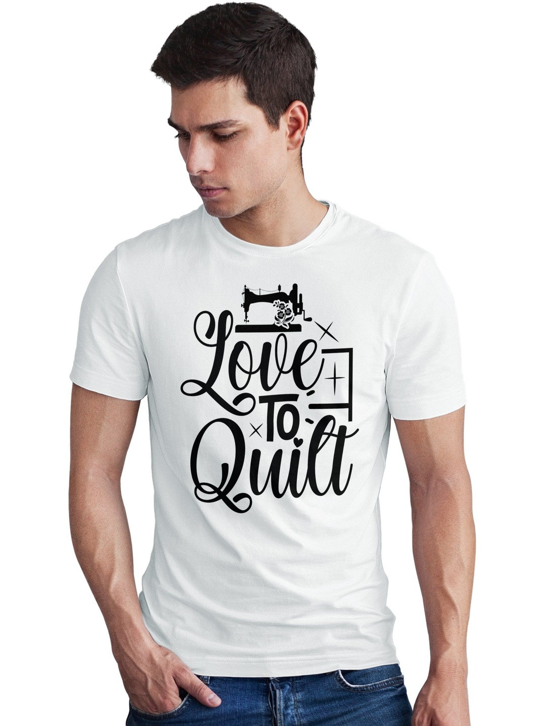 Seekbuylove Men Love To Quilt Printed Bio Finish Regular Fit T-shirt