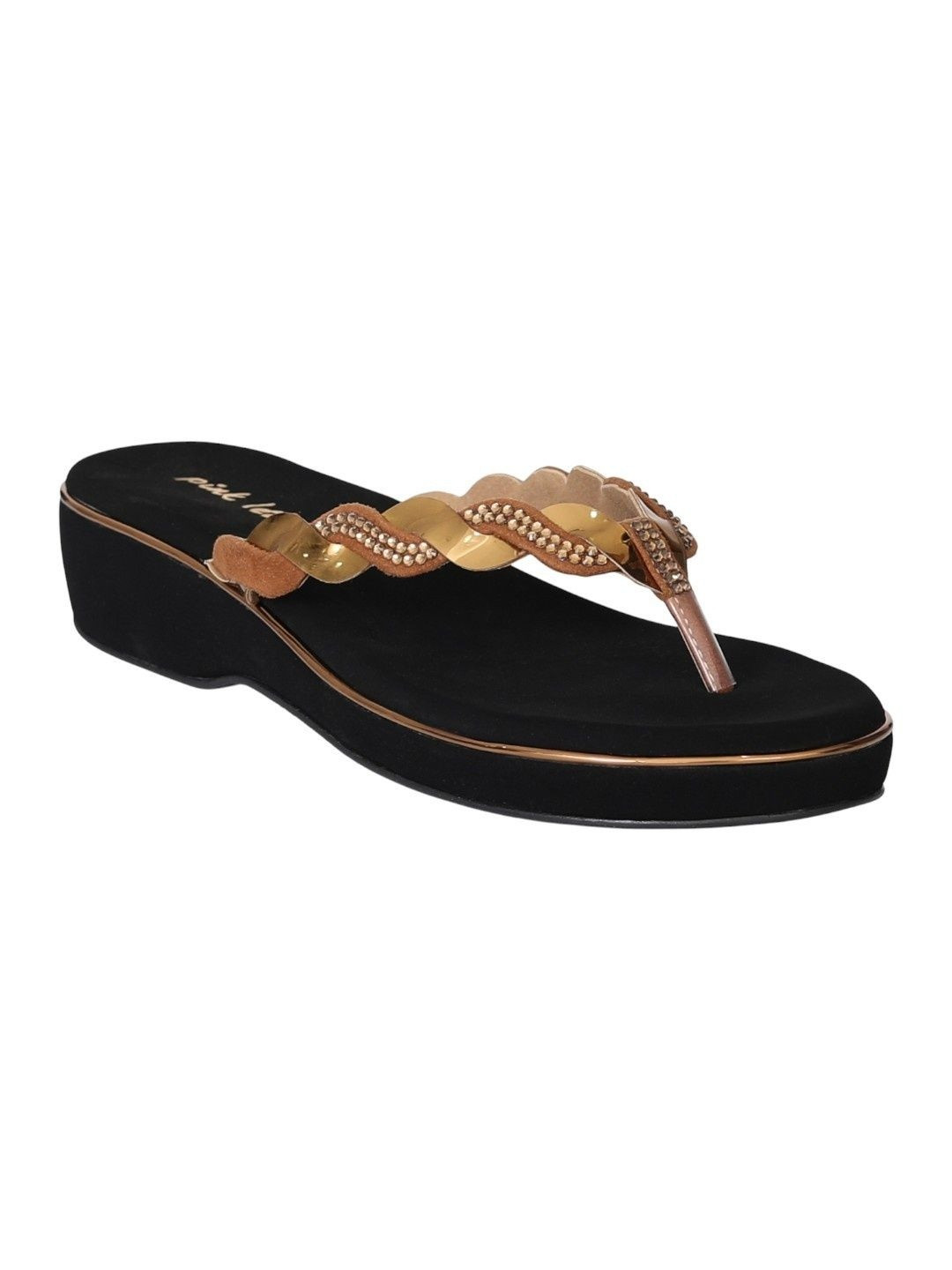 PINK LEAF Ethnic - Embellished Round Toe Open Back Flatform Sandals