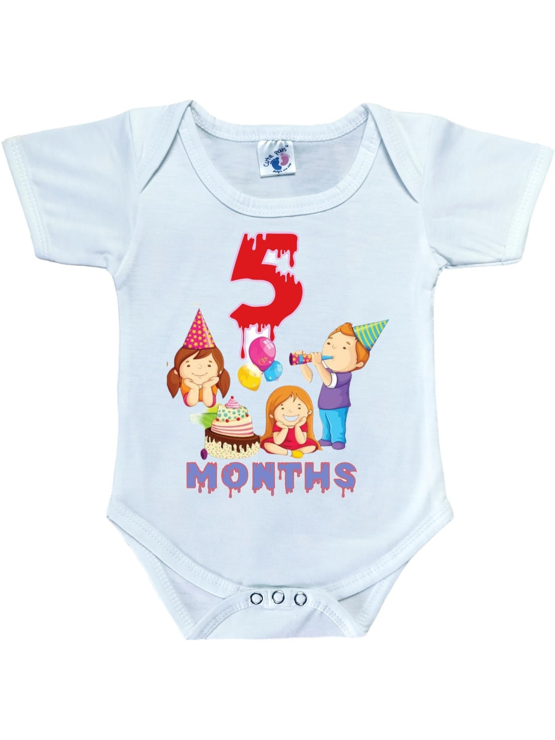 Cute Pals Infants Monthly Milestone Five Months Birthday Printed Cotton Bodysuit