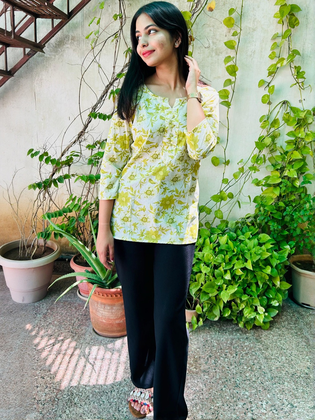 GRX Floral Print Cotton Top