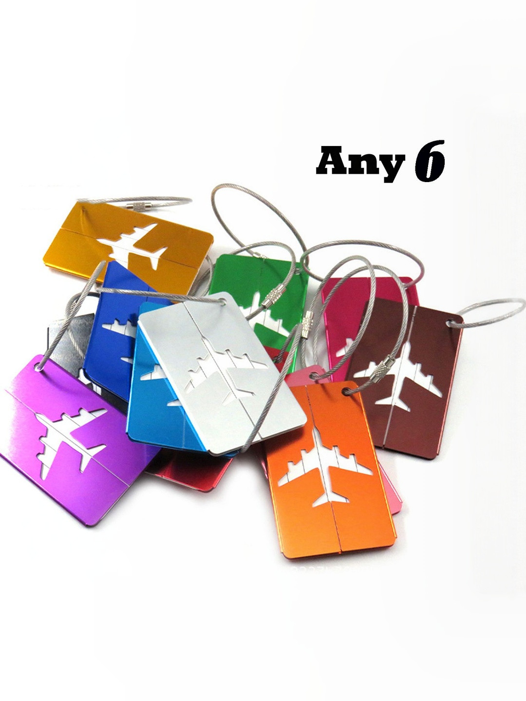 DEALSEVEN FASHION Set of 6 Textured Luggage Tag