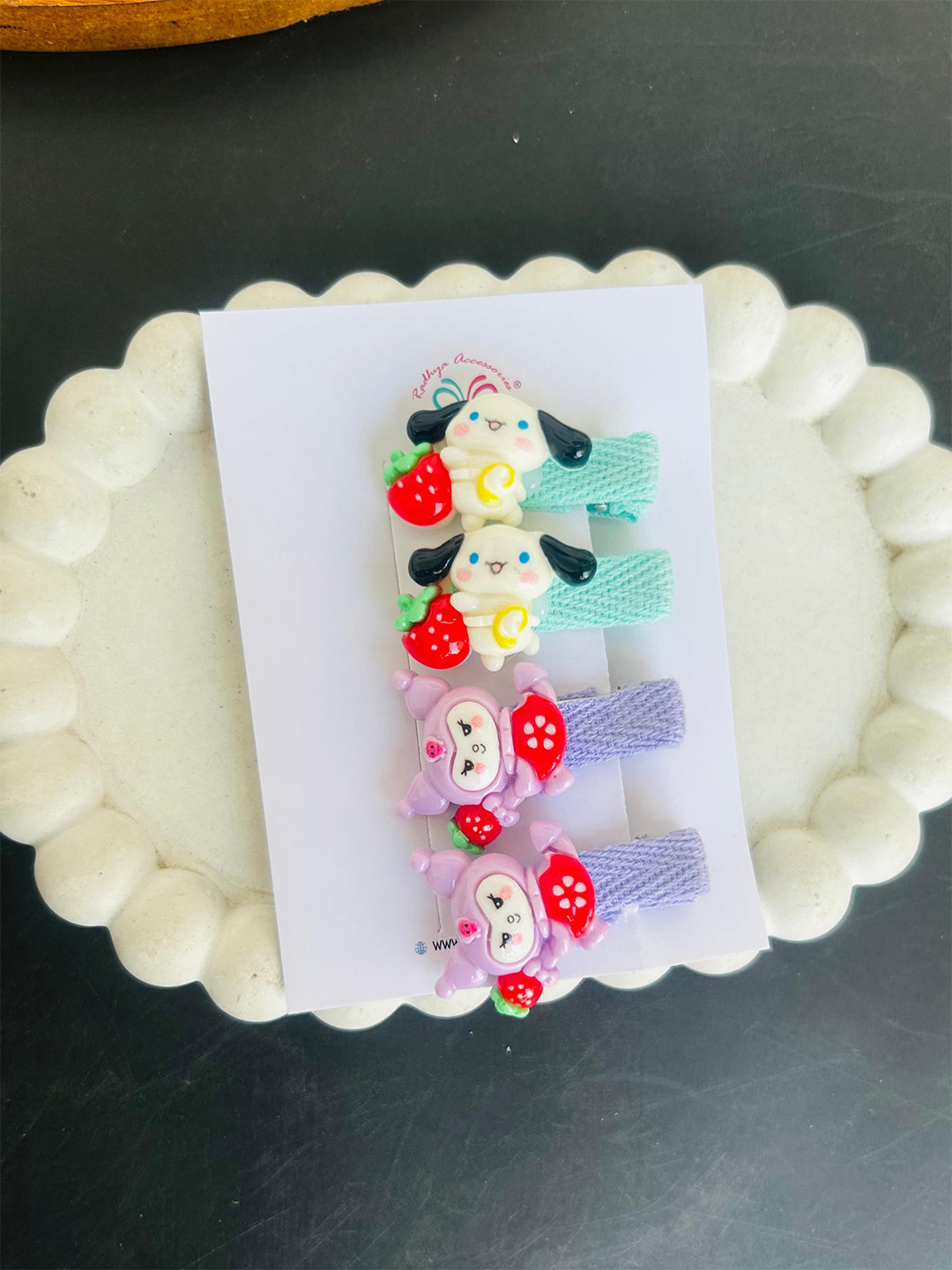 Radhya Accessories Women Set Of 4 Cartoon Kuromi Hair Clips Combo