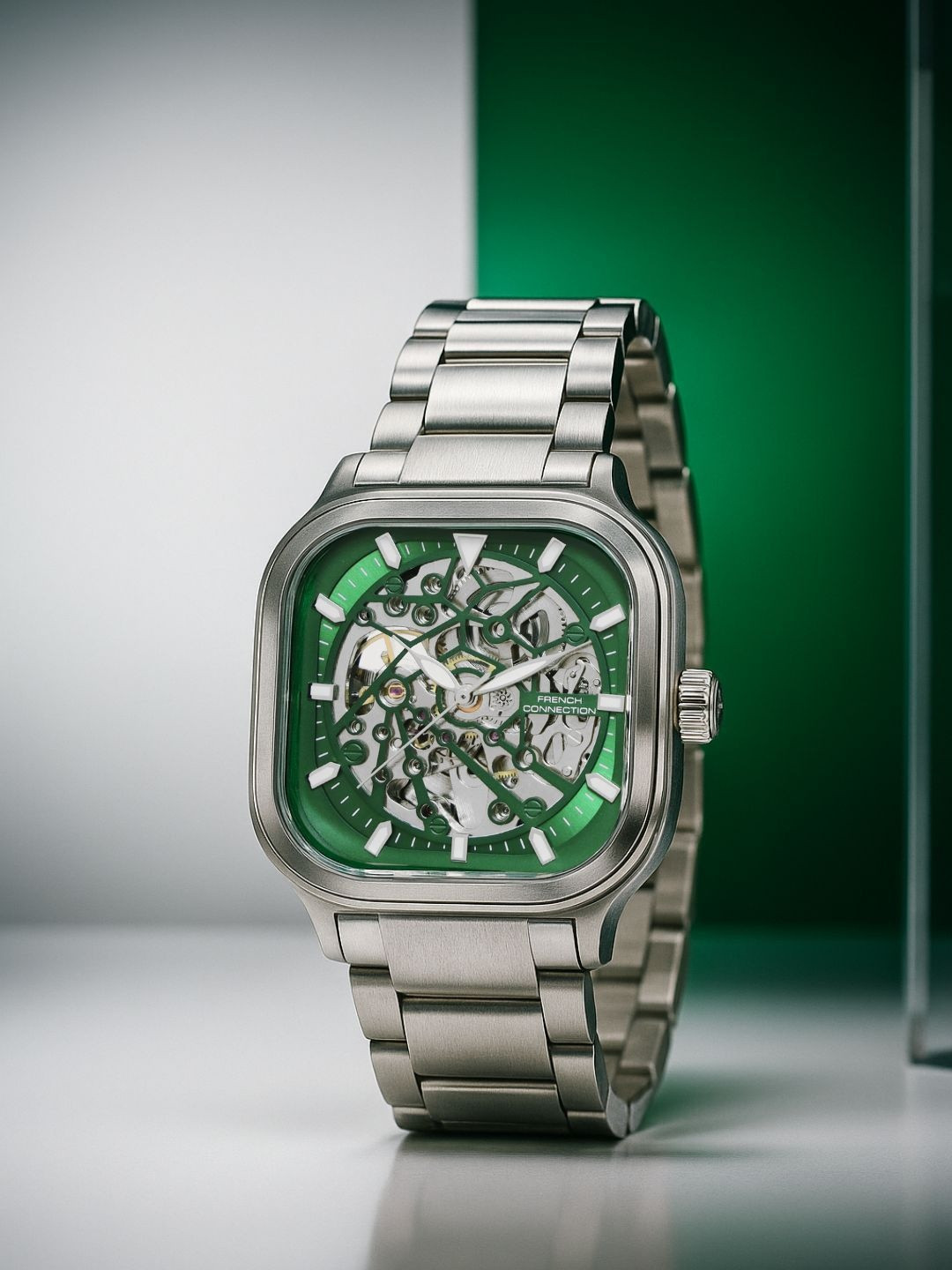 French Connection Men Green Dial Analogue Automatic Motion Powered Watch FCA27NSM