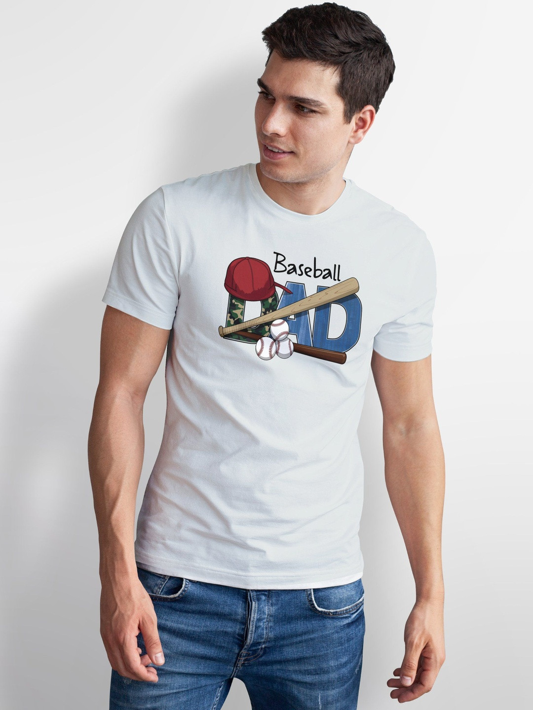 Seekbuylove Men Baseball Dad Printed Bio Finish T-shirt