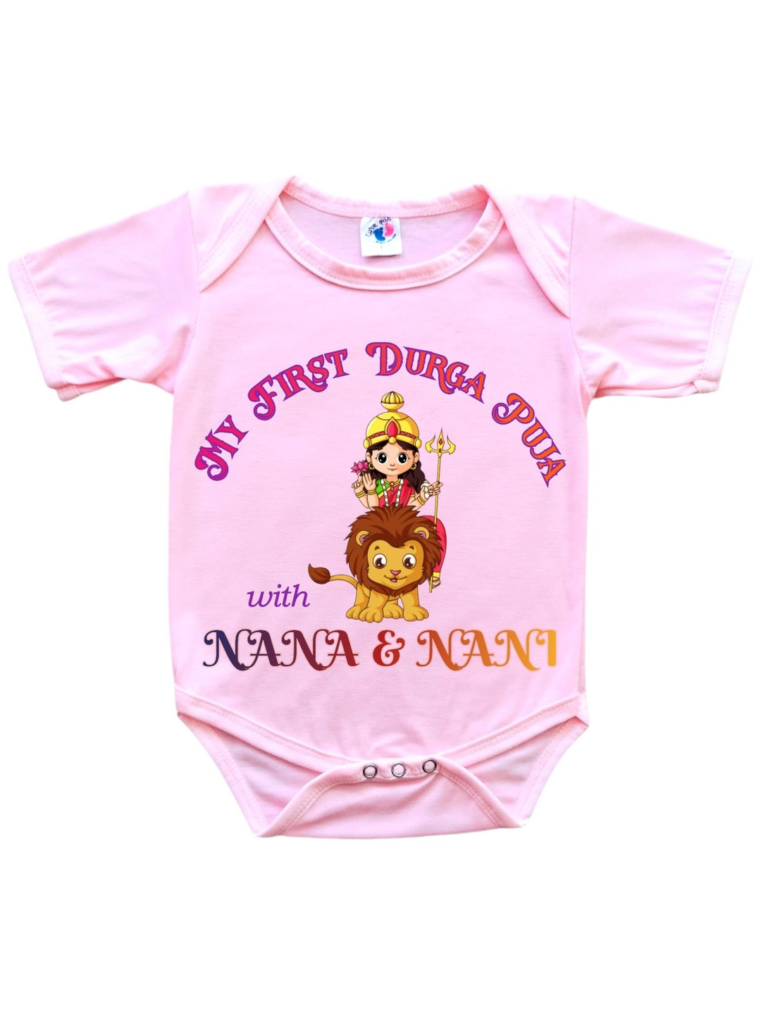 Cute Pals Infants My First Navratri Durga Puja With Nana & Nani Printed Cotton Bodysuit