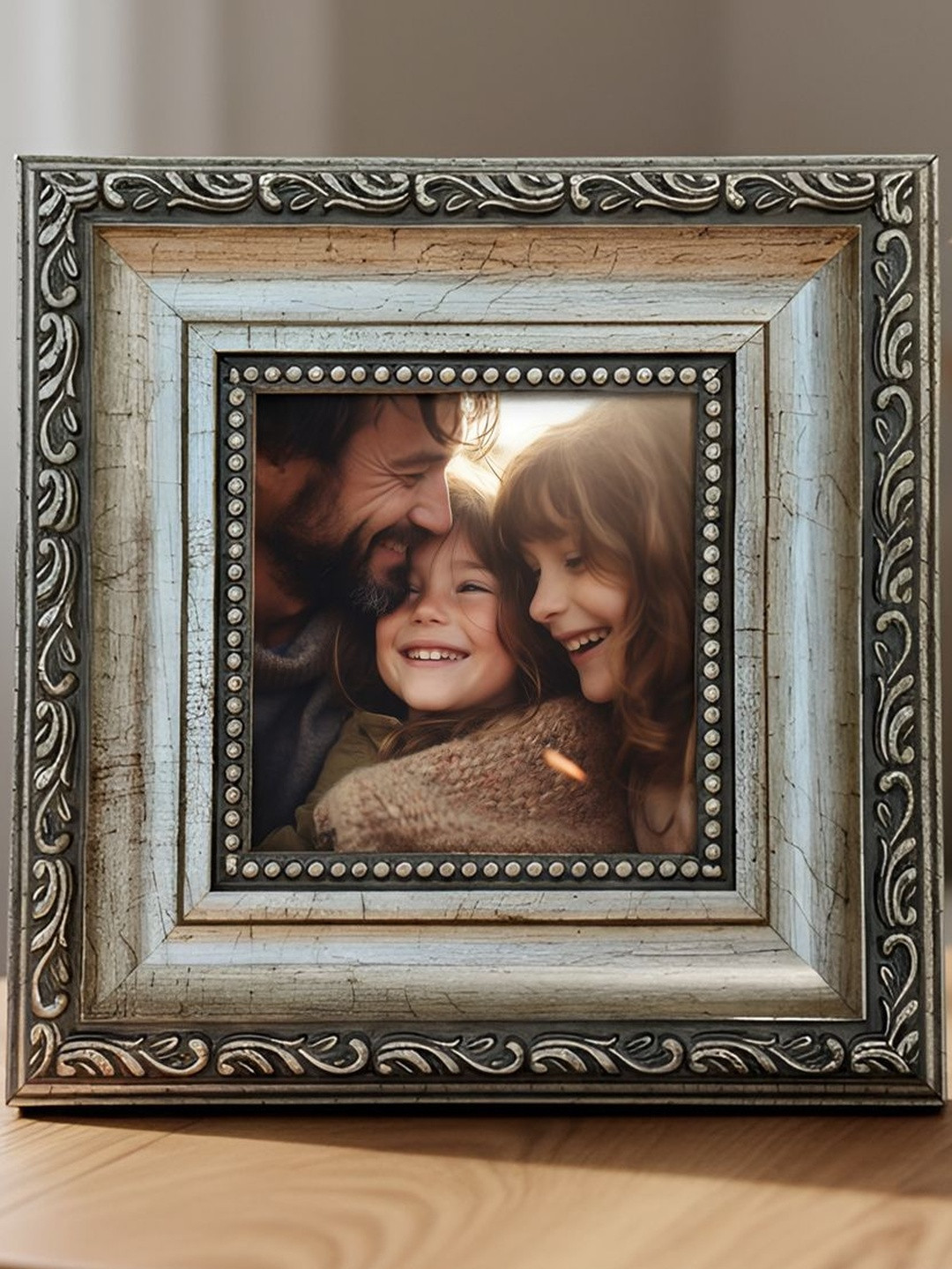 Art Street Silver-Toned & Black Table Photo Frame With Back Stand