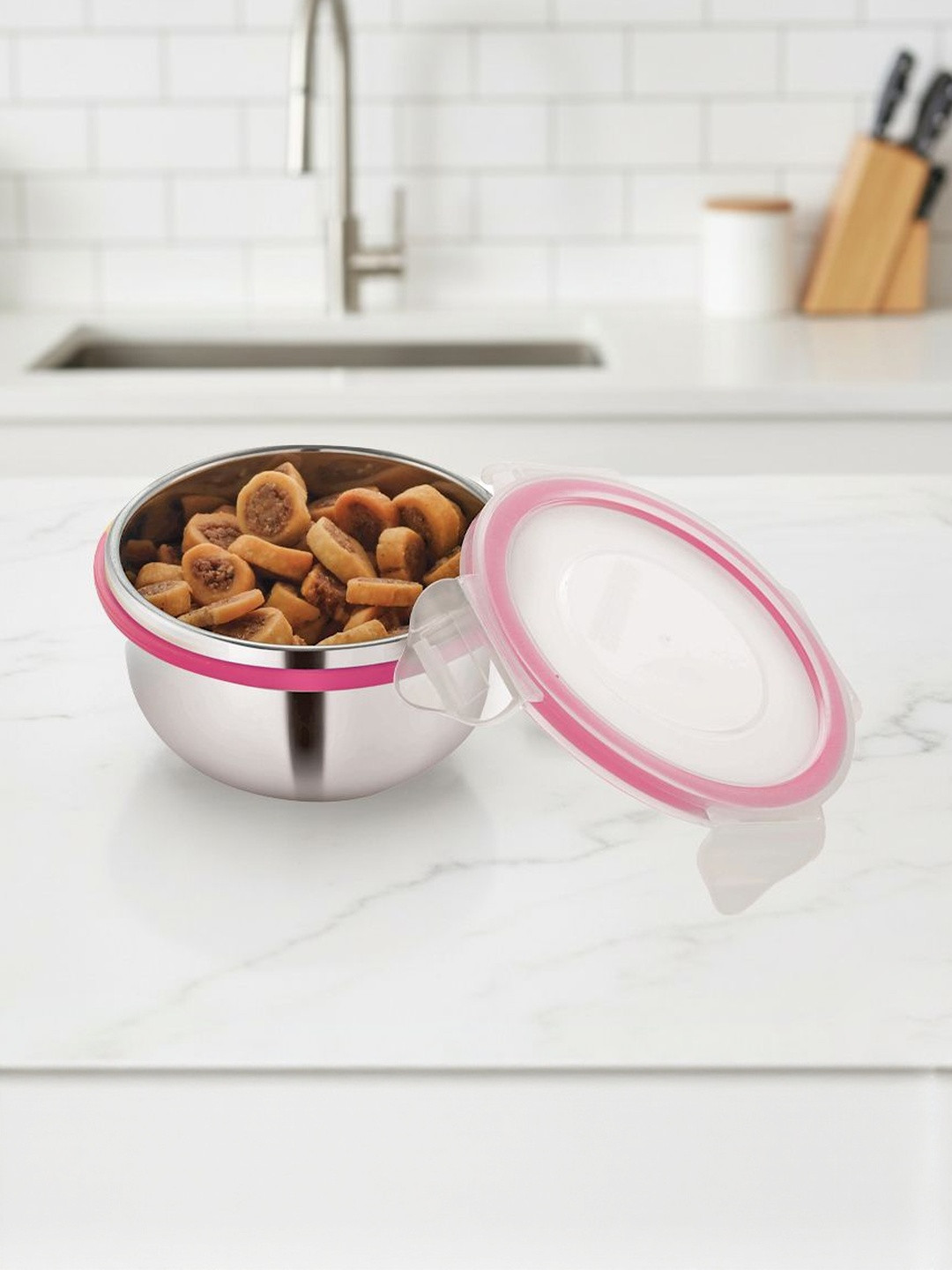 STEELLOCK Silver-Toned 2 Pieces Stainless Steel Air Tight Containers With Lid-275ml Each