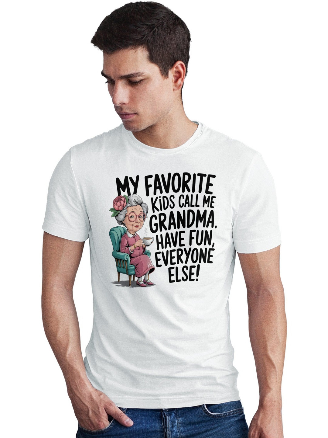 Seekbuylove Men Funny Grandma Printed Bio Finish Regular Fit T-shirt