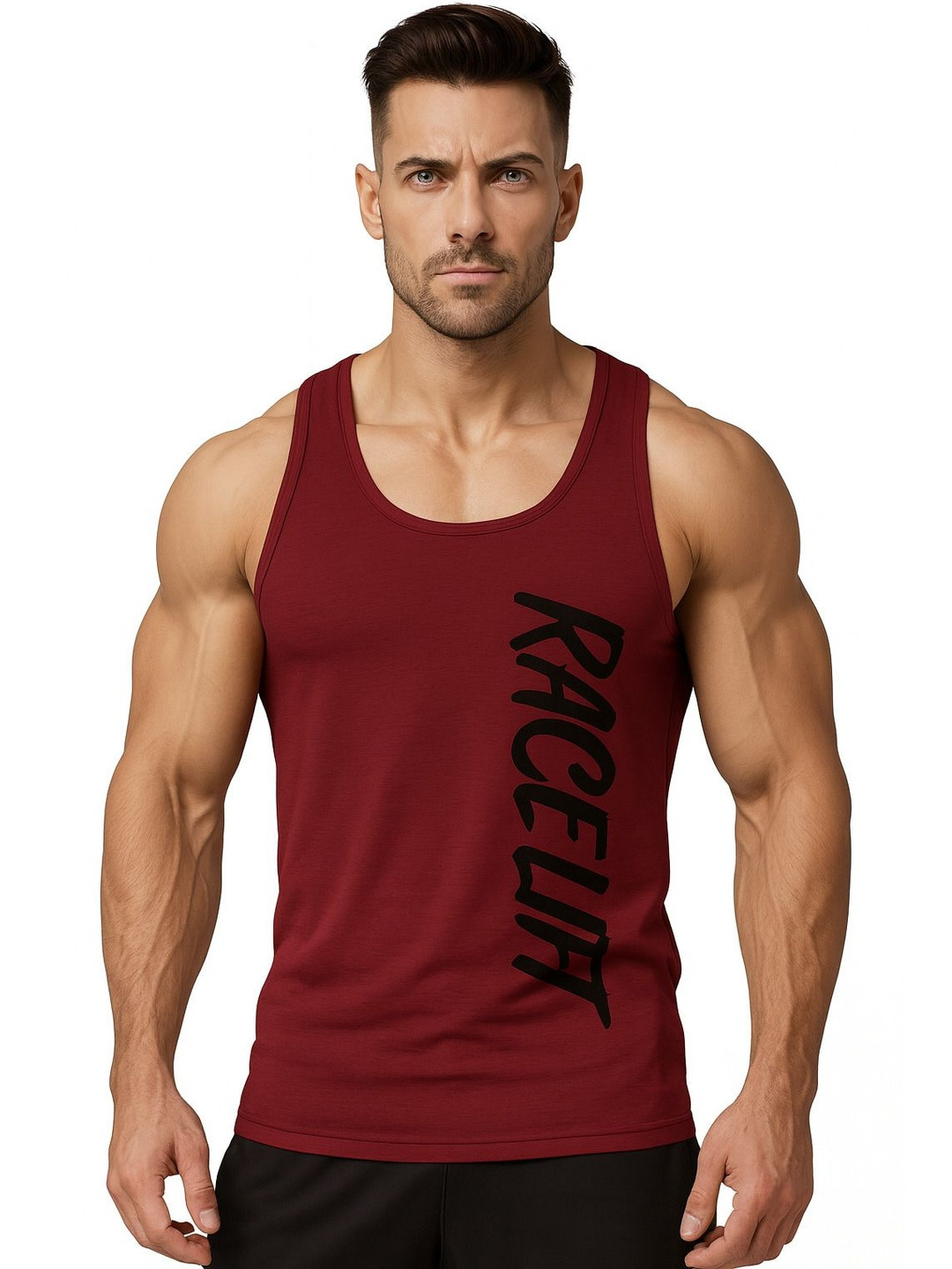 3Colors Men Printed Scoop Neck Dri-FIT Gym Vests