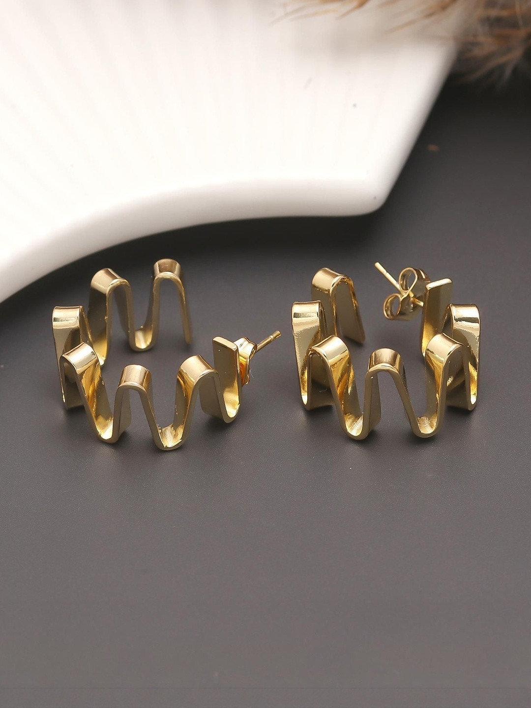MAHTTAB Women Gold-Plated Hoop Earrings