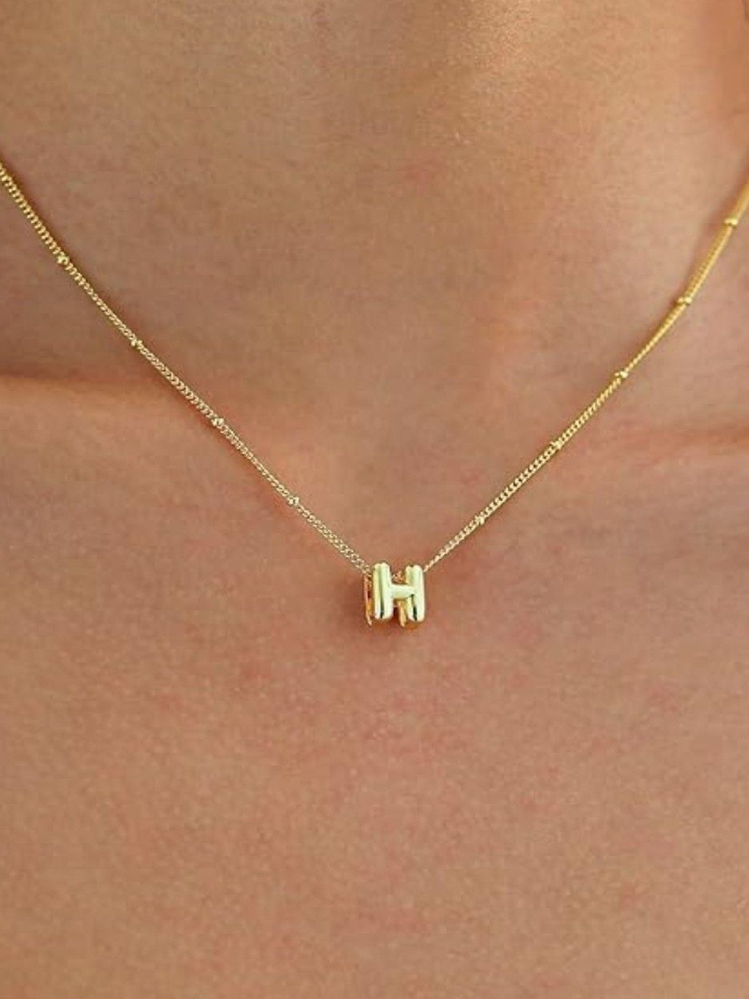 ARISTAL Jewellery Gold-Plated Box Chain-H Minimal Necklace