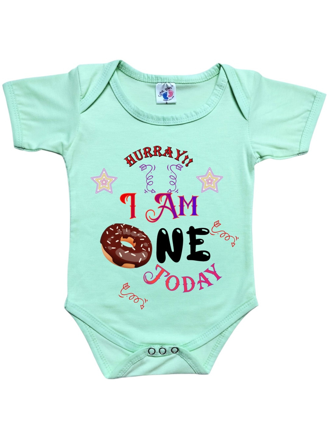 Cute Pals Infants Monthly Milestone 1 Year Birthday Printed Cotton Bodysuit
