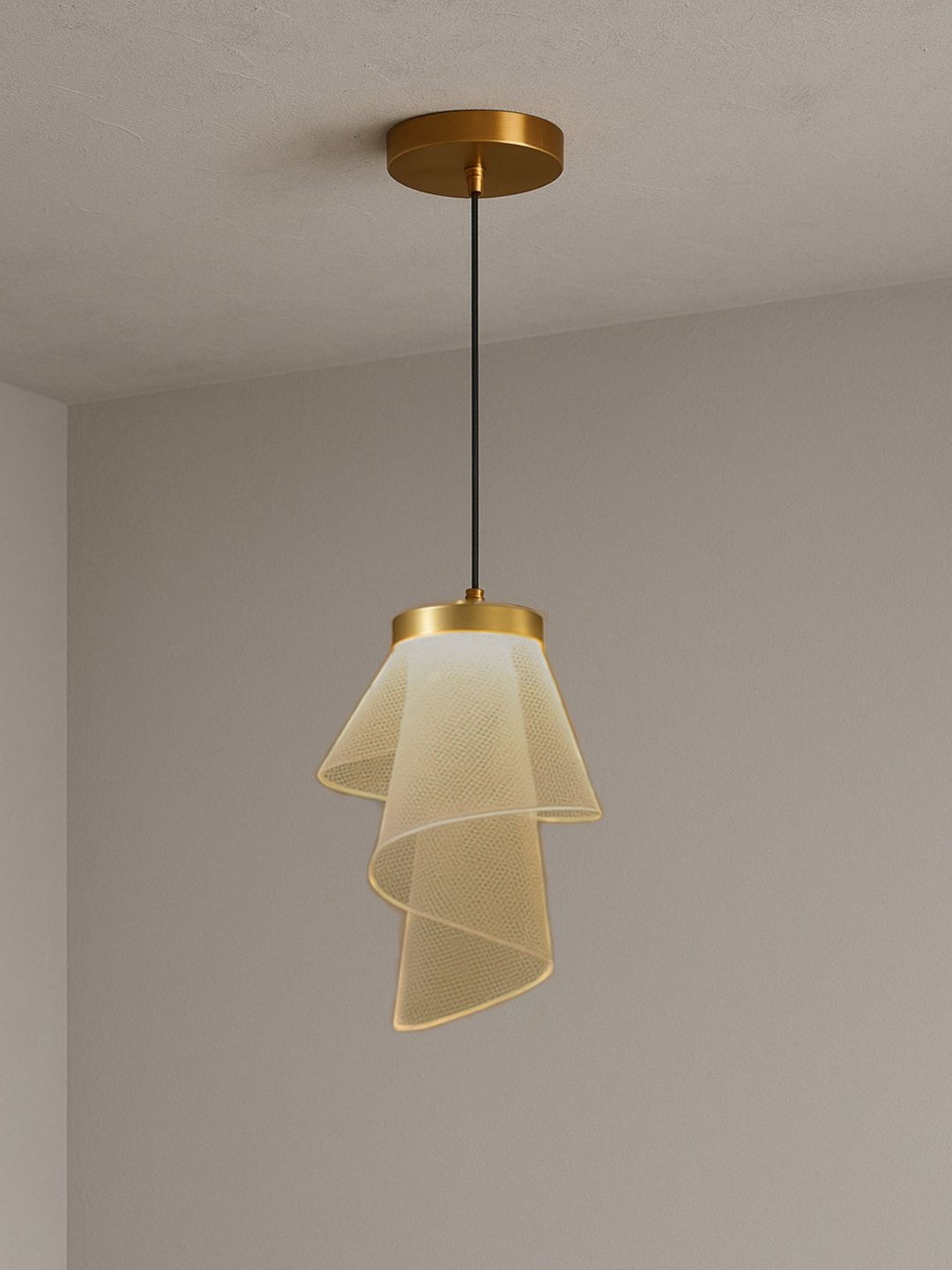 POWERLAM Gold-Toned Printed Abstract Shaped Ceiling Lamp