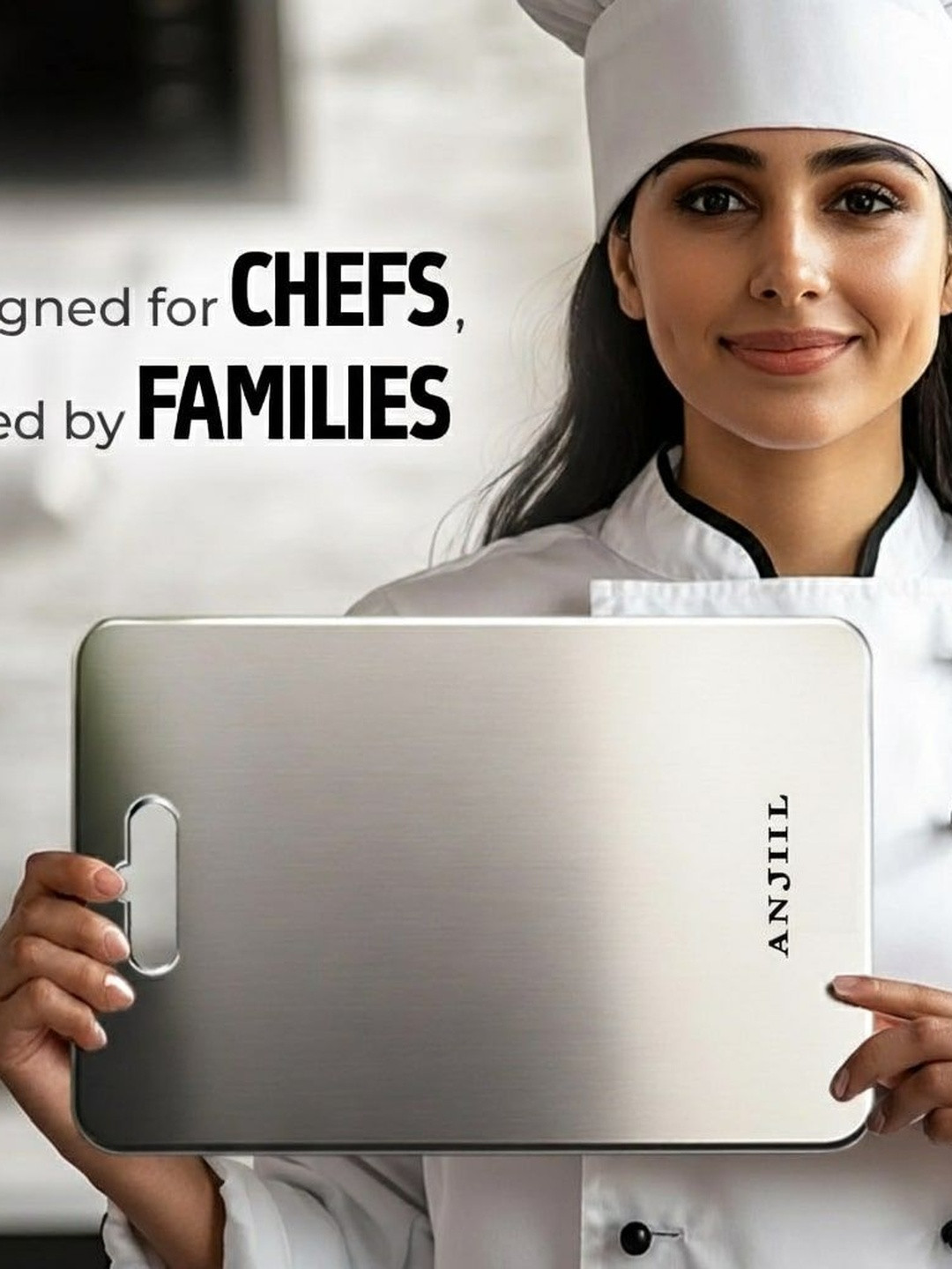 Anjil Silver-Toned Easy To Clean Stainless Steel Chopping Board