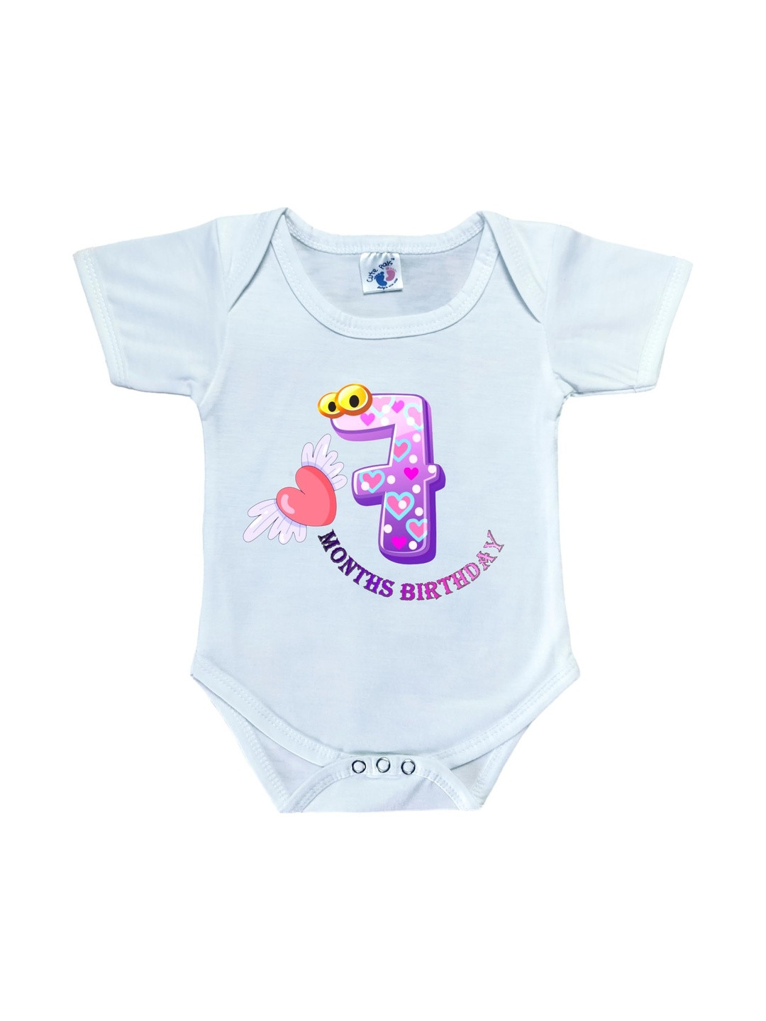 Cute Pals Infants Monthly Milestone Seven Month Birthday Printed Cotton Bodysuit