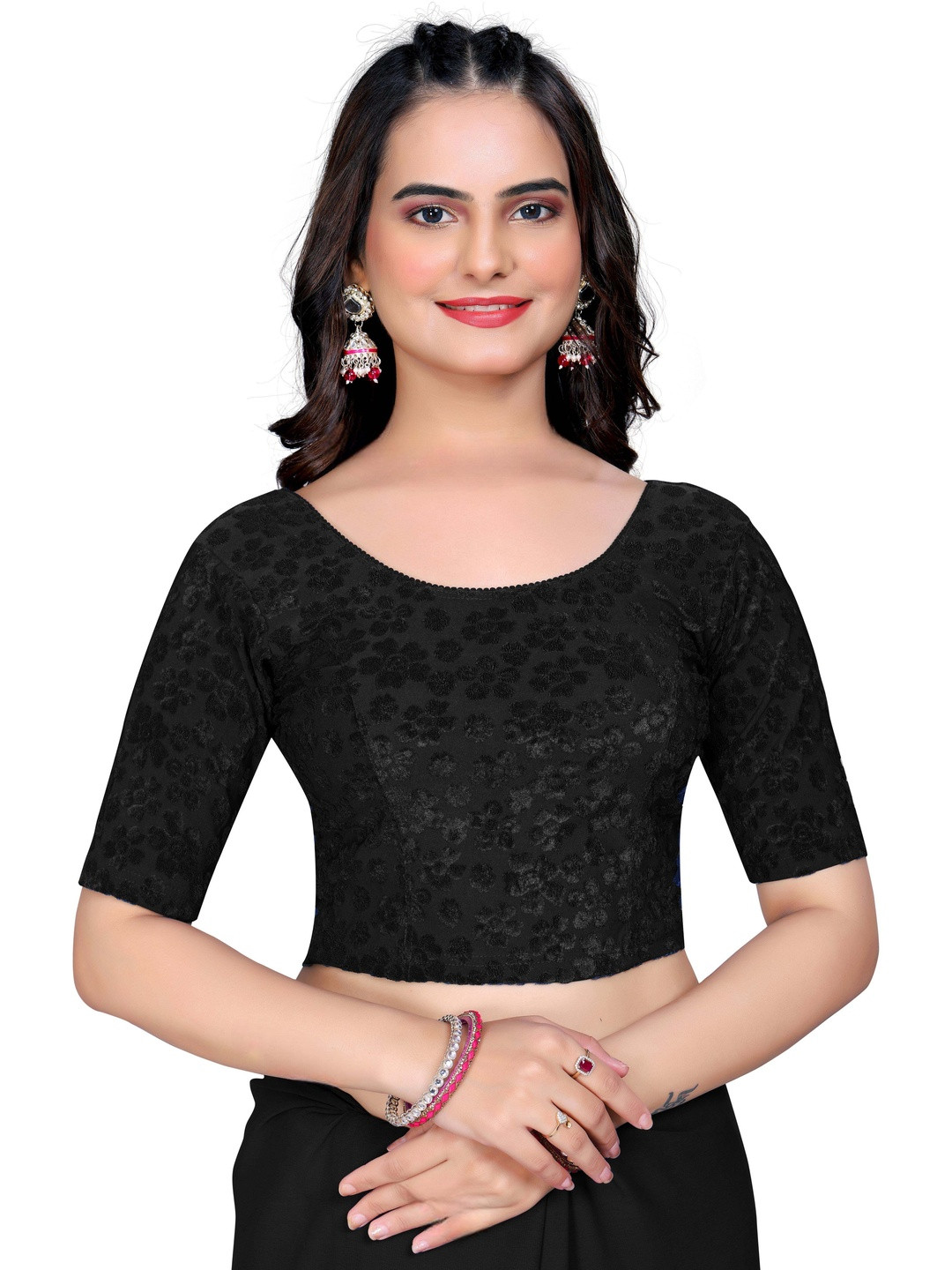 SHREEJI DESIGNER Woven Design Fully Strechable Saree Blouse