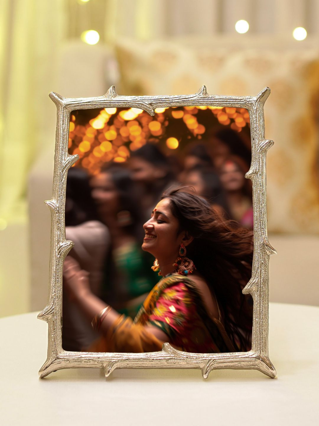 BEHOMA Silver-Toned Branch Shaped Table-Top Large Photo Frame