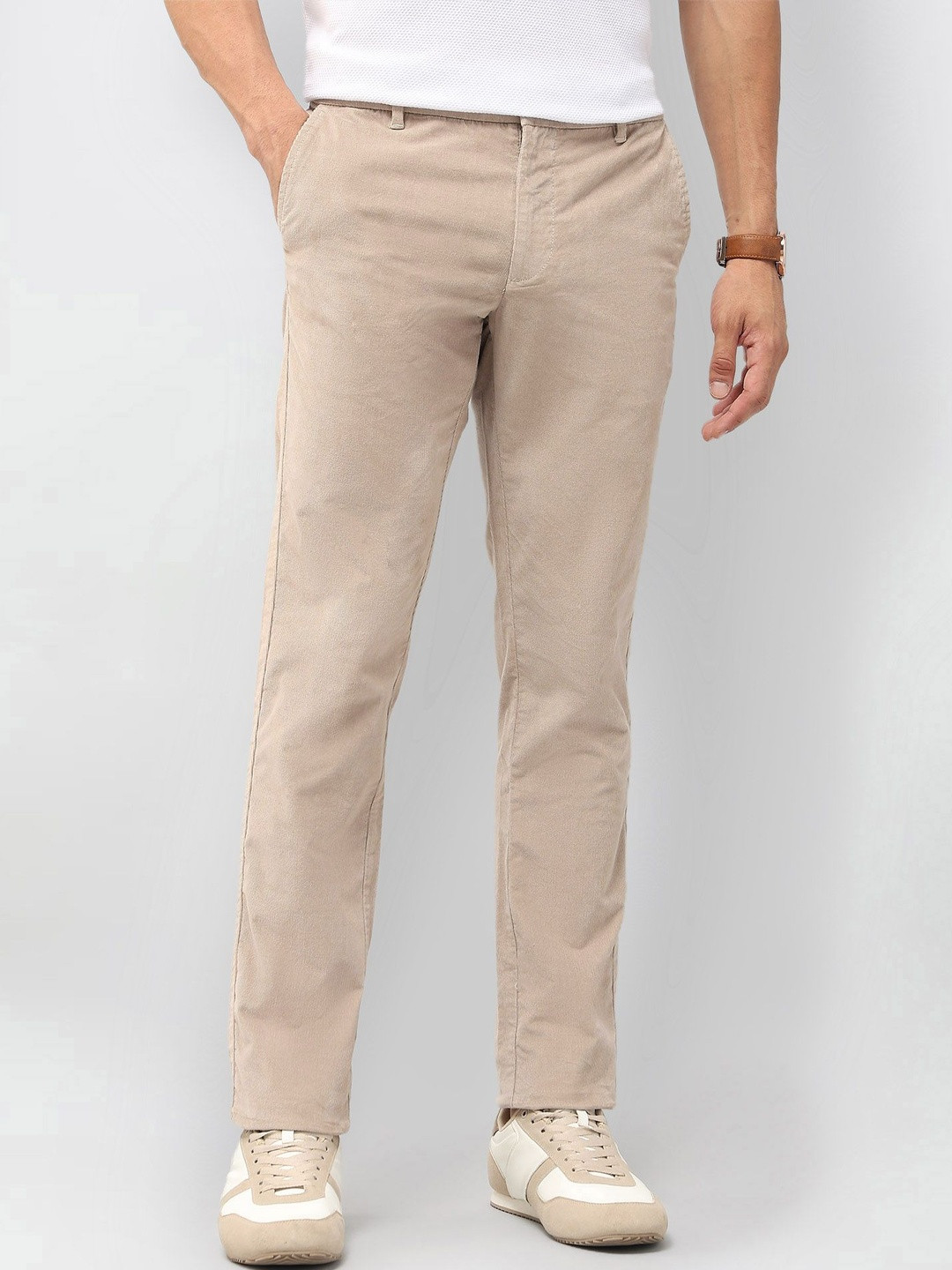 U.S. Polo Assn. Men Denver Slim Fit Mid-Rise Corduroy Chinos Trousers