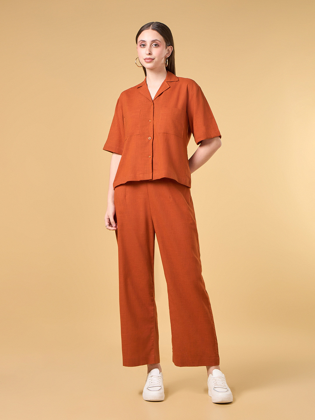 COTTONS DAILY Shirt Collar Pure Cotton Shirt With Trousers Co-Ords