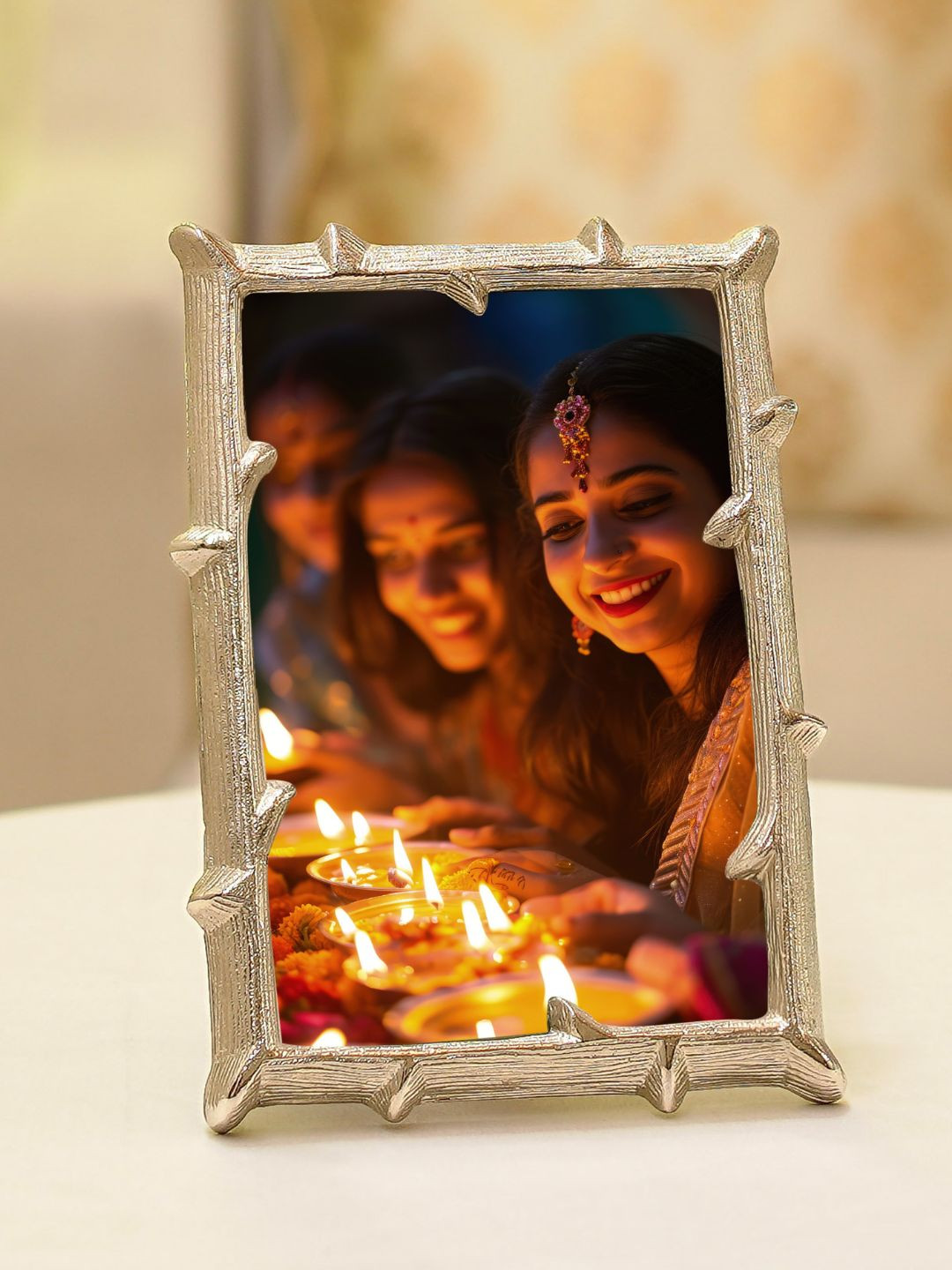 BEHOMA Silver-Toned Branch Shaped Table-Top 4x6 Photo Frame