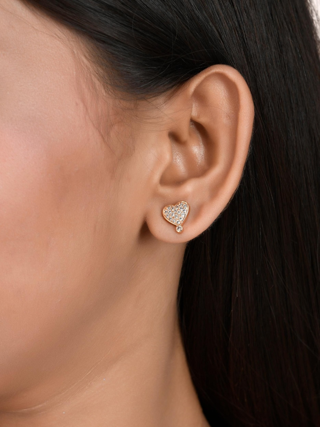 NAMAN ARTS Women Heart Shaped Studs Earrings