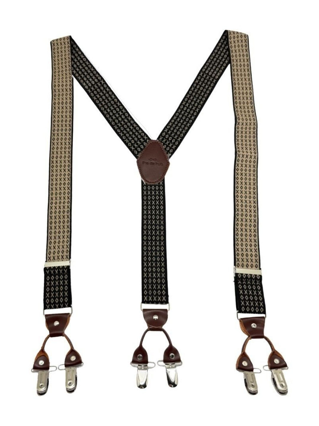 The Tie Hub Tic Tac Toe Printed Y-Back Clip On Slim Suspender