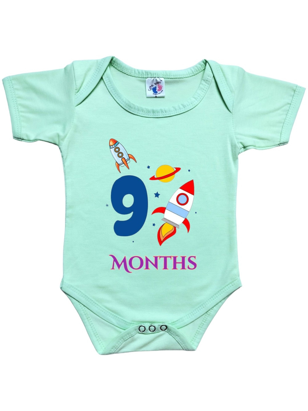 Cute Pals Infants Monthly Milestone Nine Months Birthday Printed Cotton Bodysuit