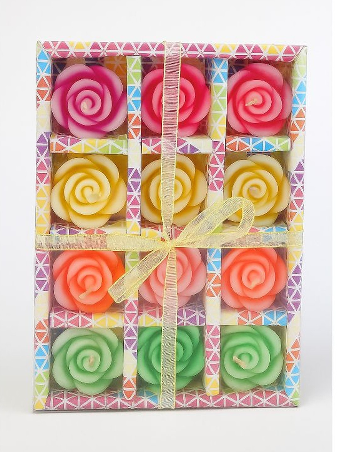 POOKIEMOON Multicoloured Set Of 12 Rose Shaped Candles