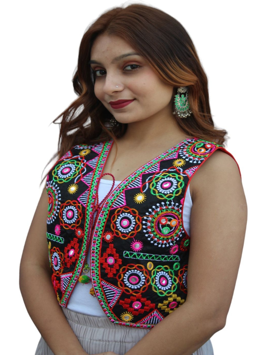 TAVAN Ethnic Motifs Embroidered Tie-Up Tailored Ethnic Jacket