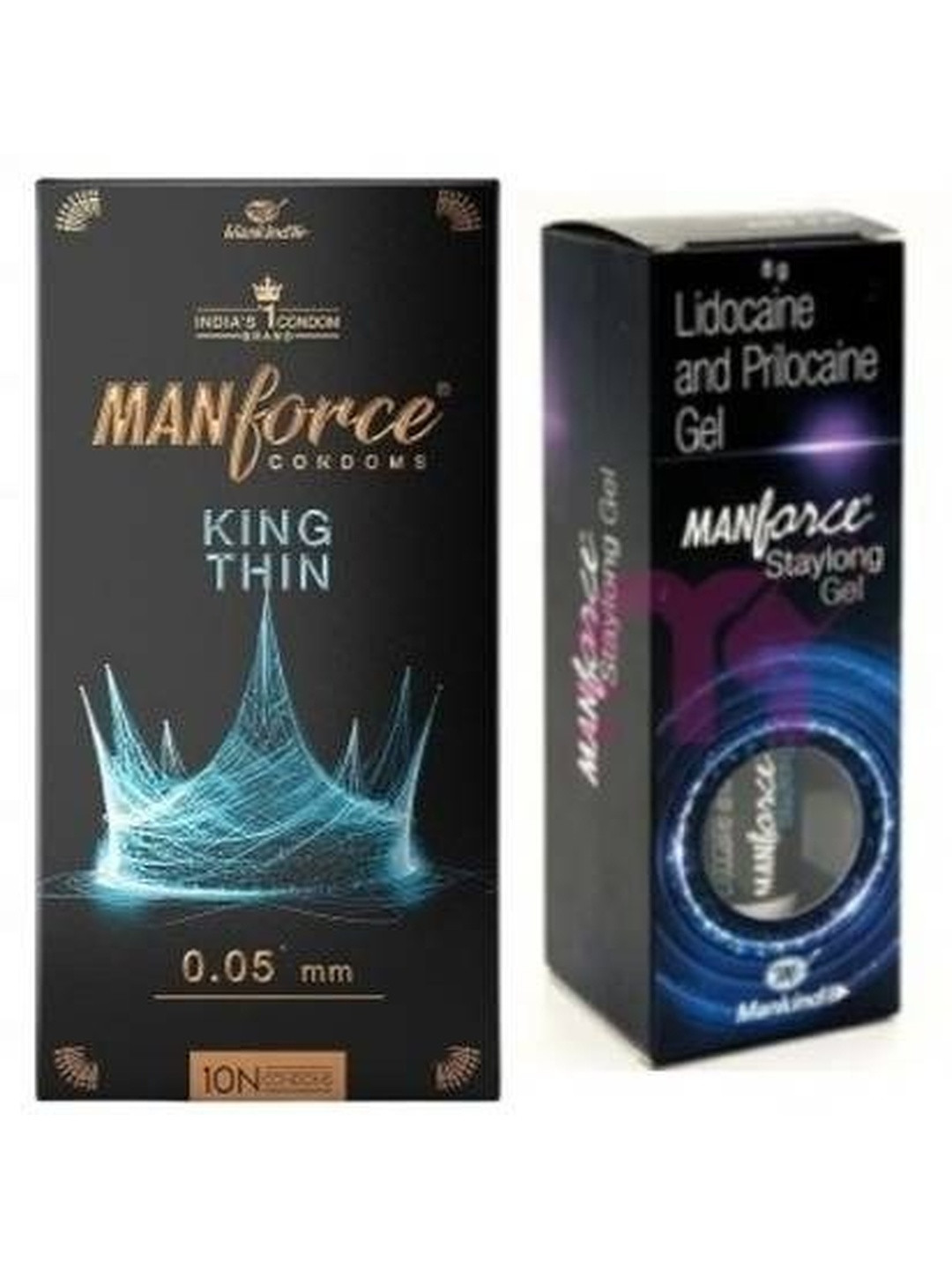 Manforce Set Of 2 King Thin Ultra-Thin Condoms - 10 Sheet & Stay Long Gel - 8 g