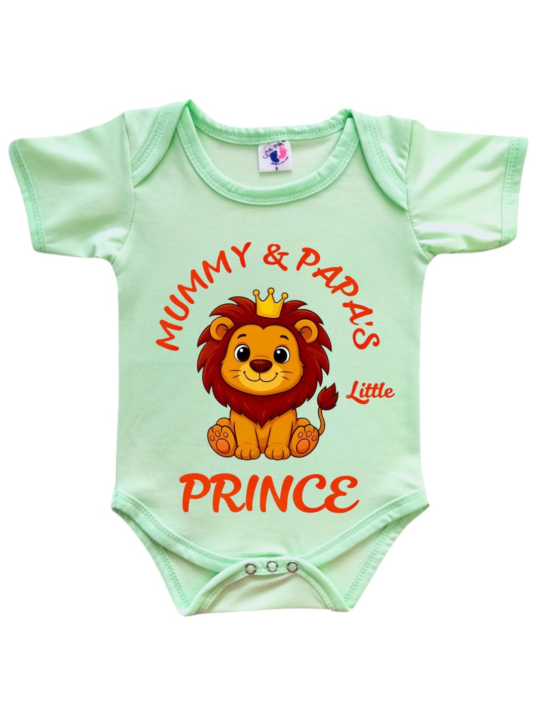 Cute Pals Boys Mummy Papa's Little Prince Printed Short Sleeve Bodysuit