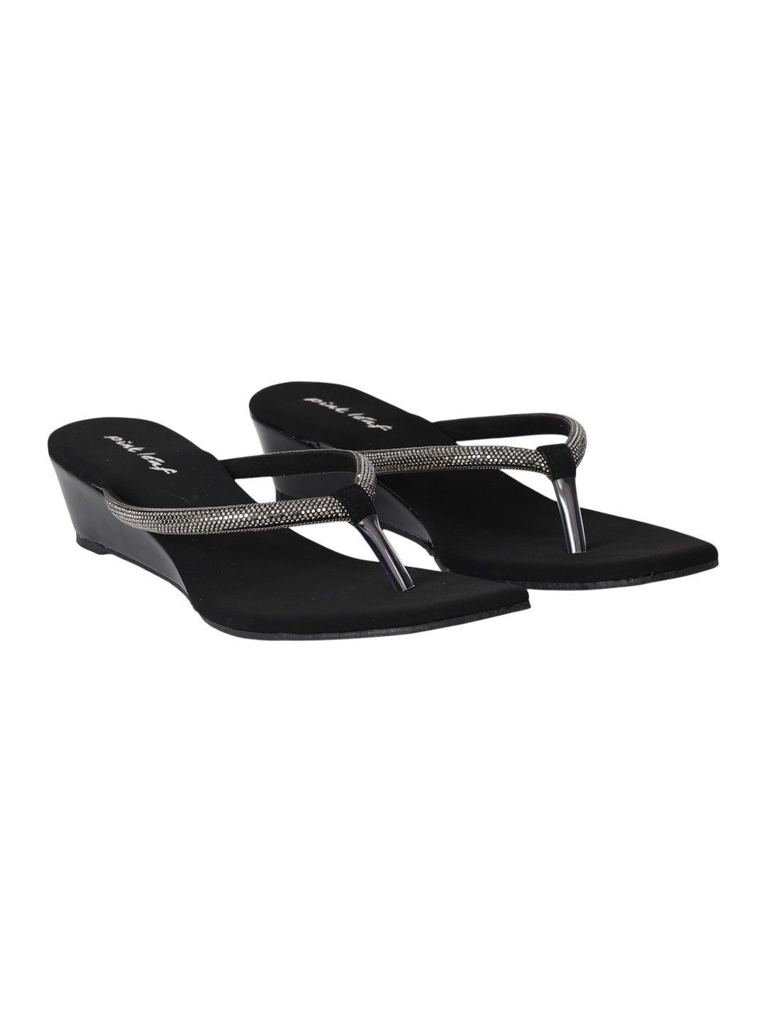 PINK LEAF Round Toe Party Wedges