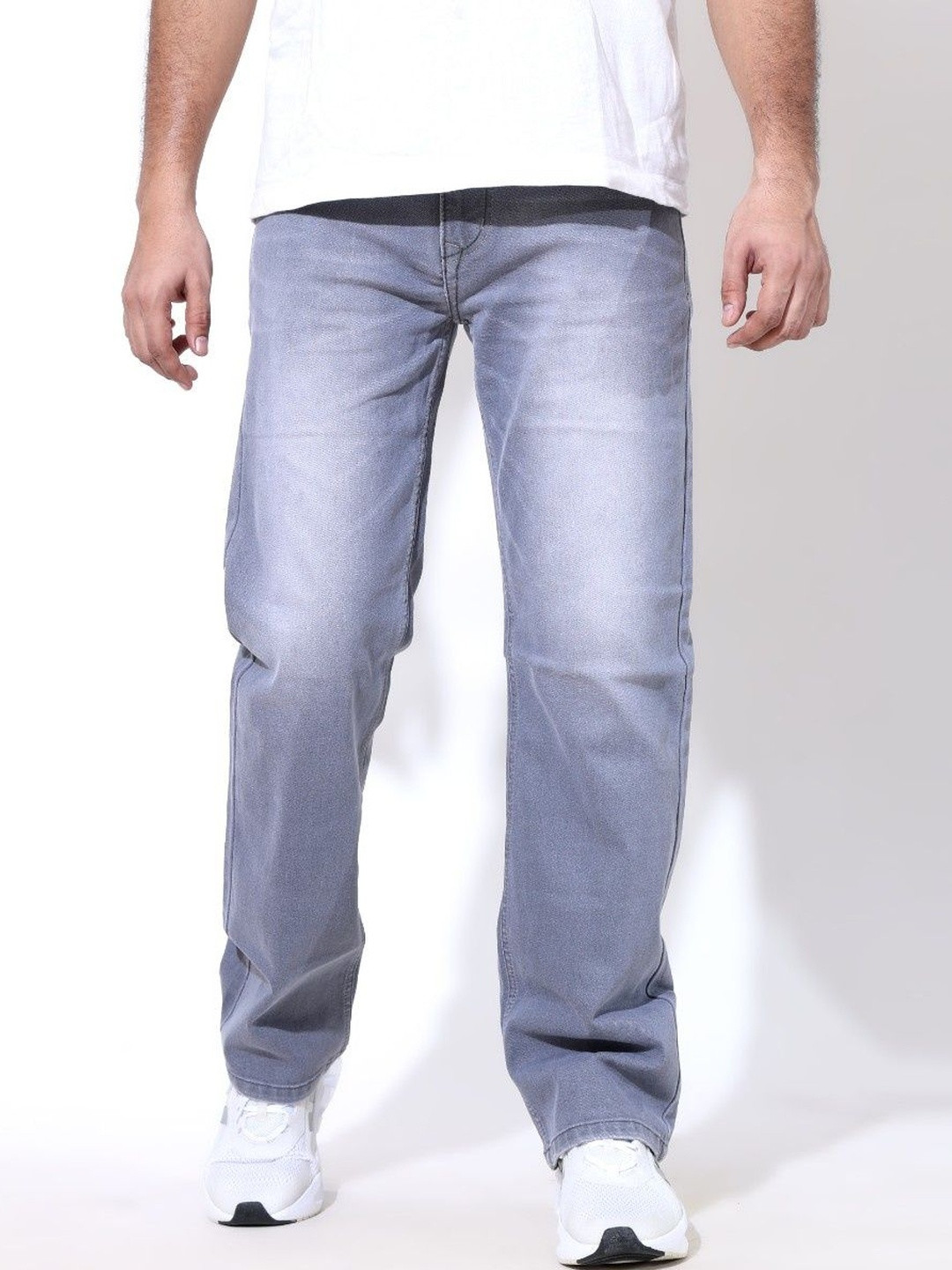 LEG UP Men Regular Fit Mid-Rise Light Fade Stretchable Jeans