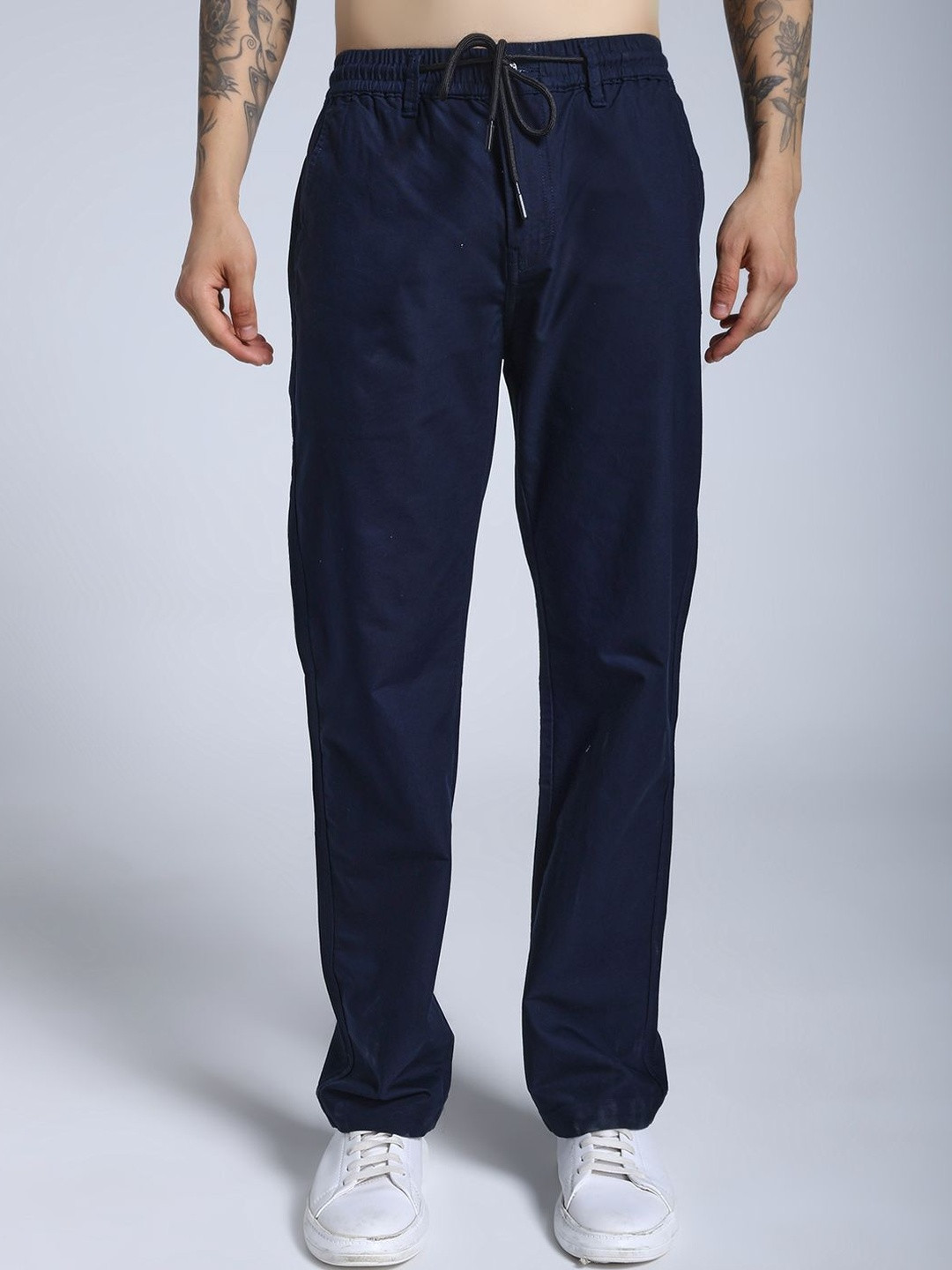 SAINT JONES Mid-Rise Straight Fit Casual Trousers