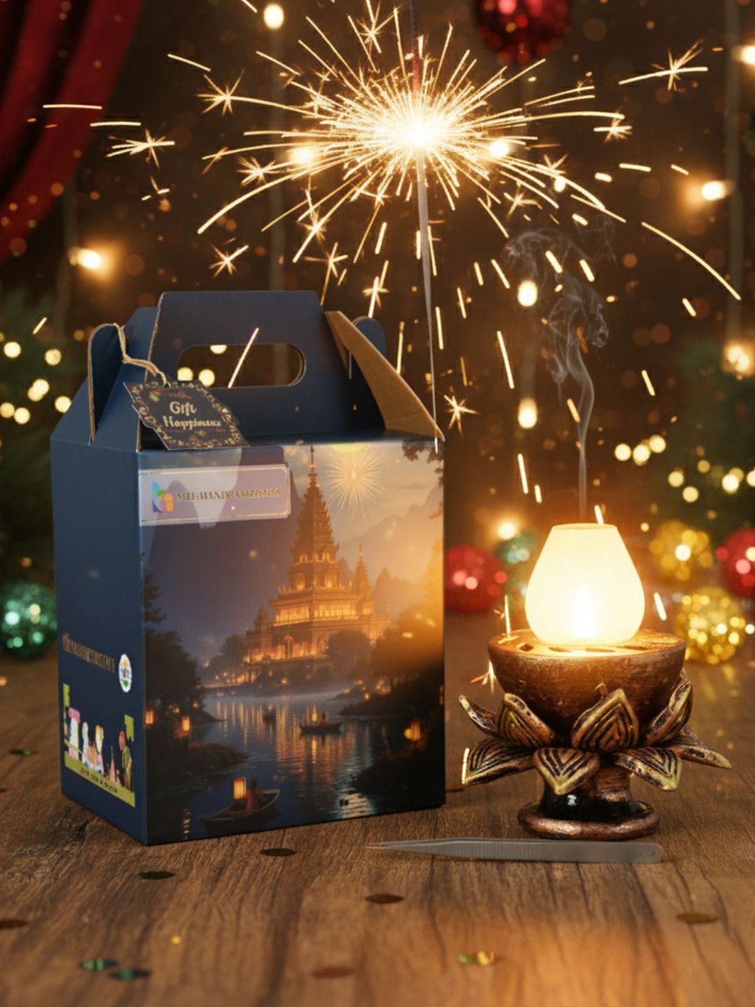 The handicraftian Bronze-Coloured Lotus Akand DesignedDiya