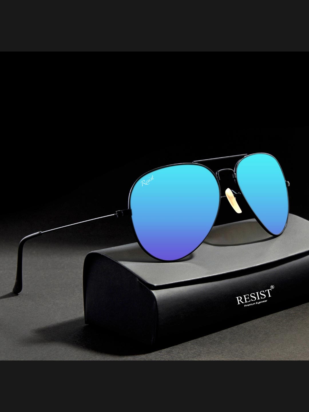 RESIST EYEWEAR Unisex UV Protected Lens Aviator Sunglass AIRCRAFTS BLACK AQUA REVO 2