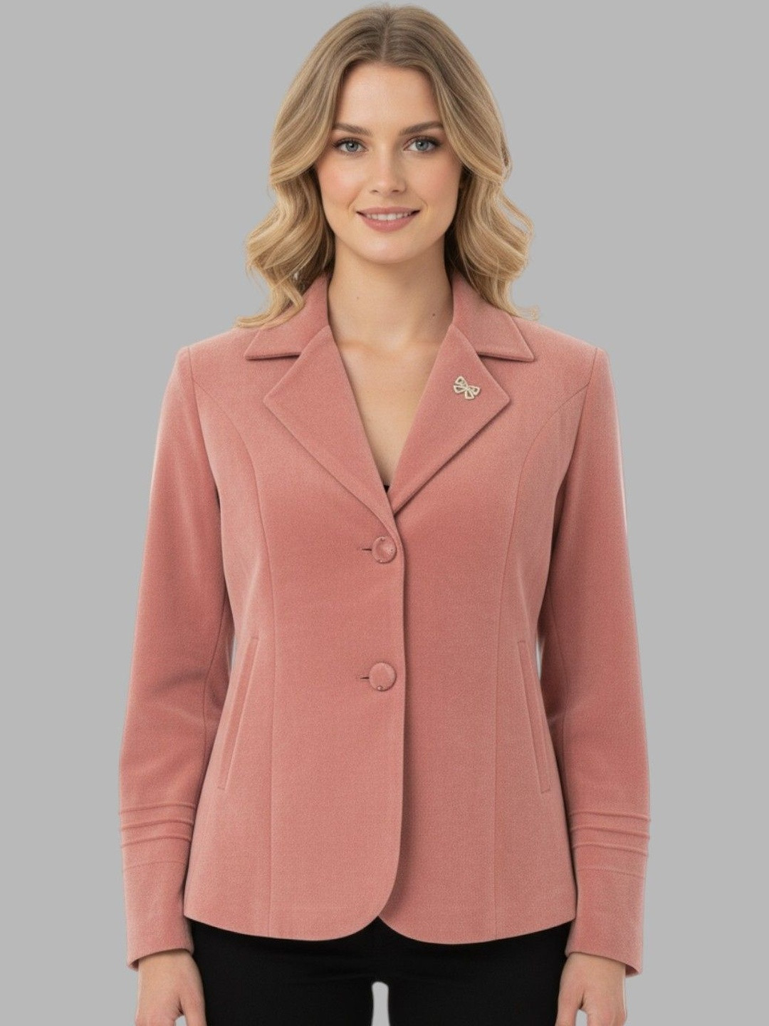 Gouri Women Notched Lapel Overcoats with Button Closure