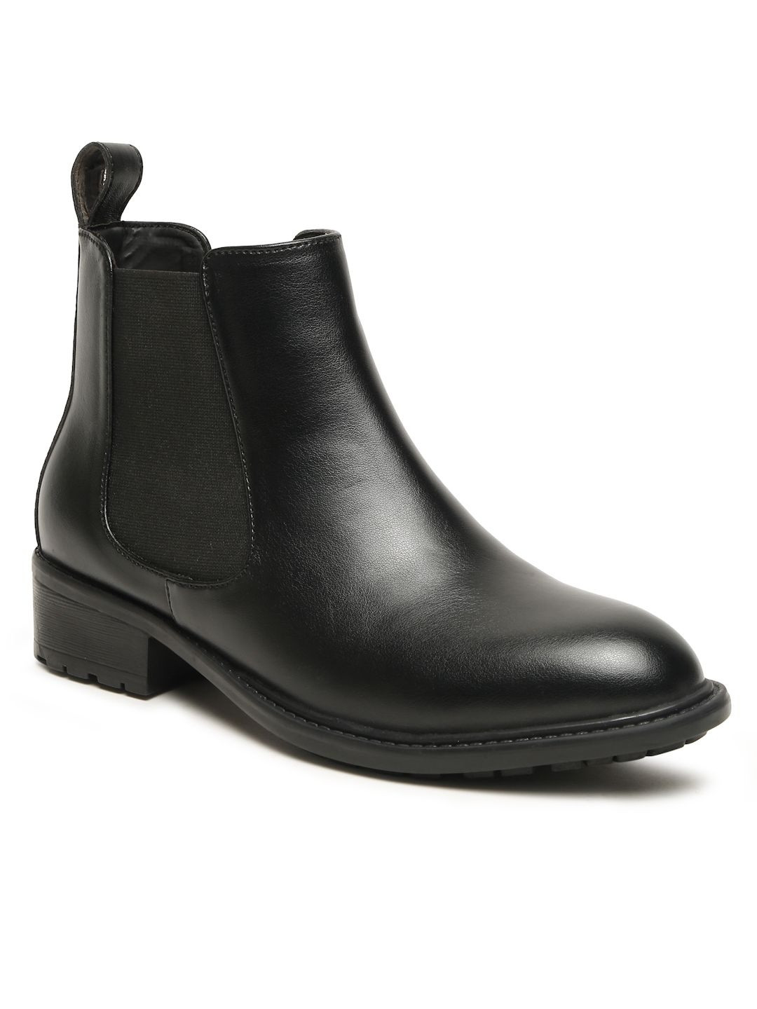 THE BOOT FACTORY Women Solid Round Toe Block Chelsea Boots