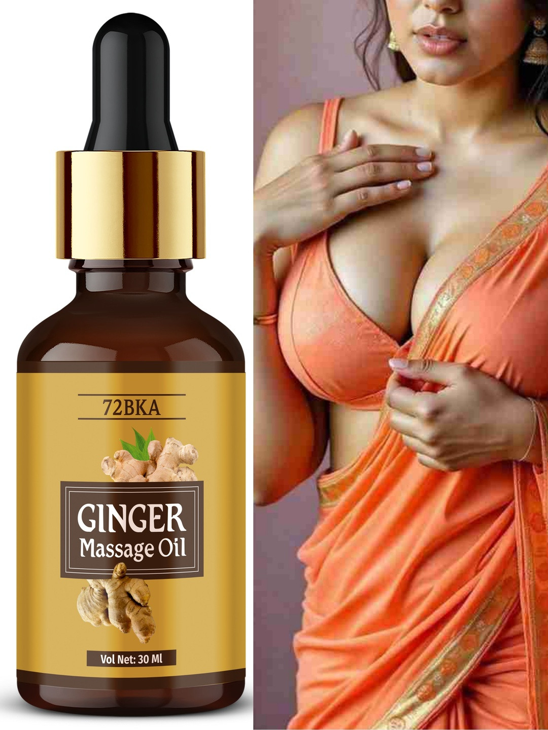 72BKA Women Cruelty-Free Ginger Massage Oil - 30 ml