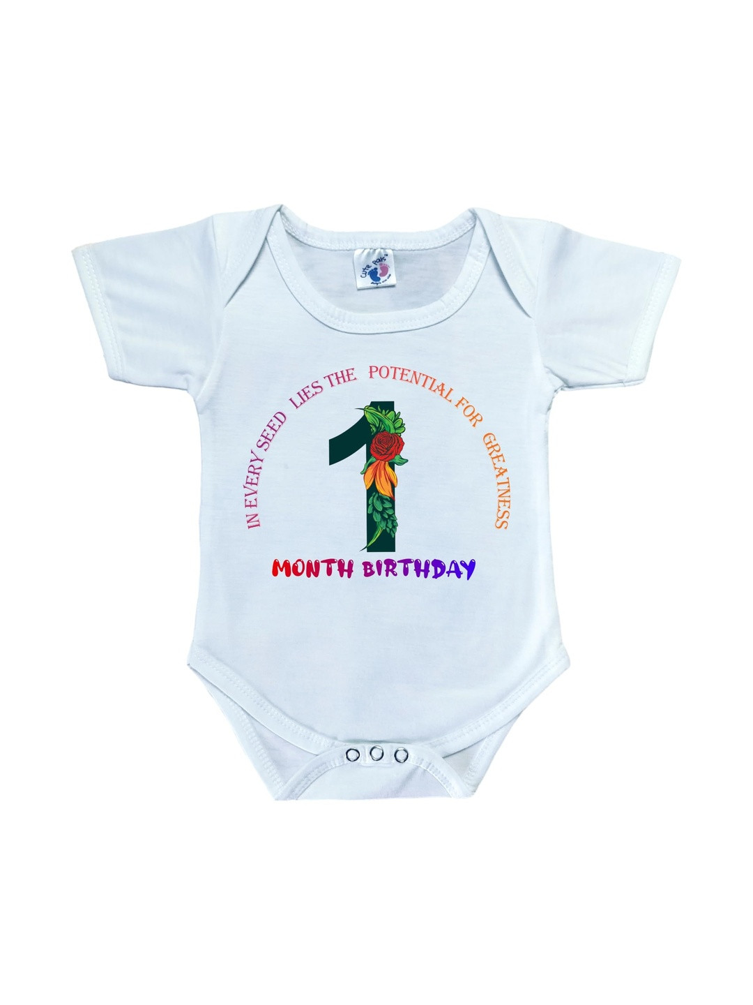 Cute Pals Kids Infants Monthly Milestone One Month Birthday Printed Cotton Bodysuit