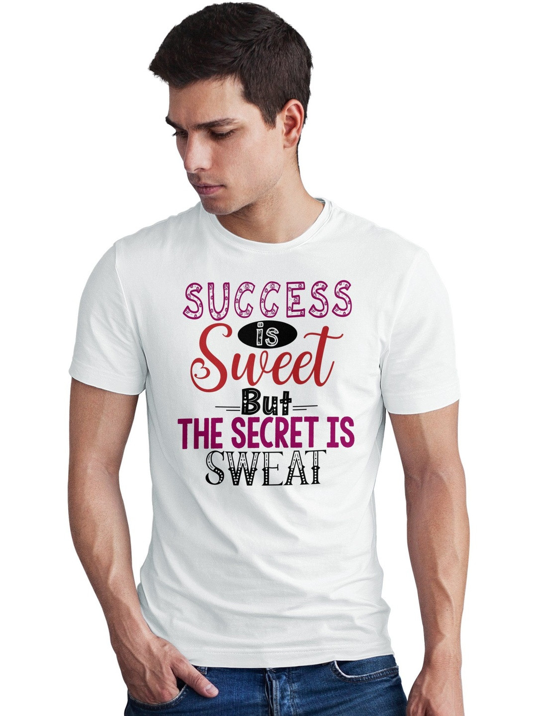 Seekbuylove Men Success Is Sweet Printed Bio Finish Regular Fit T-shirt