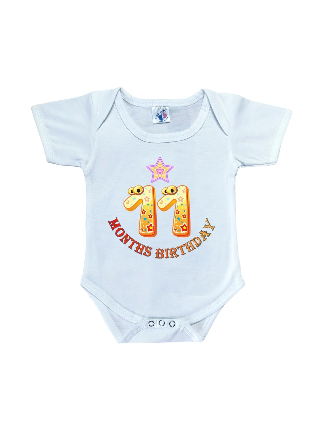 Cute Pals Infants Monthly Milestone Eleven Months Birthday Printed Cotton Bodysuit