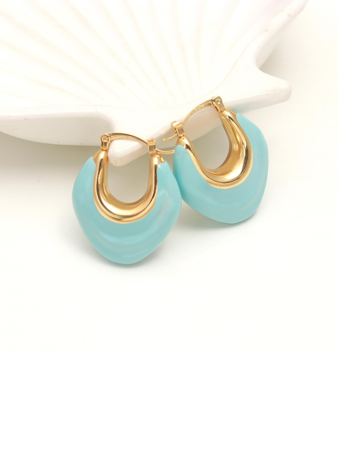 MAHTTAB Women Geometric Half Hoop Earrings