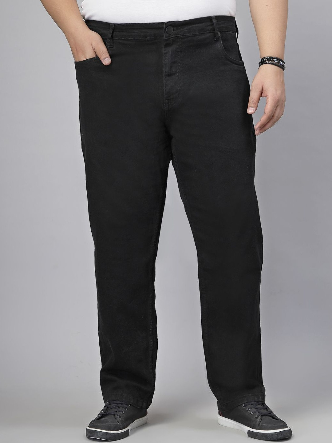 Style Quotient Men Plus Size Narrow Regular Fit Mid-Rise Stretchable Jeans