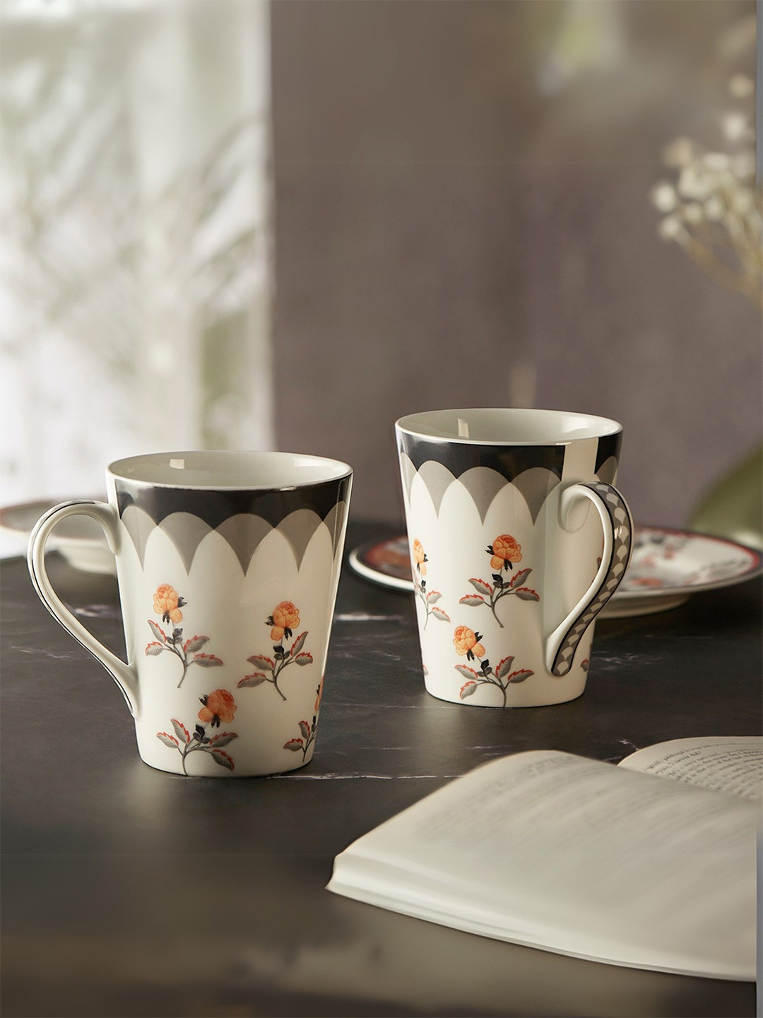 India Circus White Typography Ceramic Microwave Safe 2 Piece Mugs-340ml